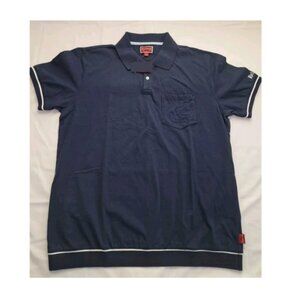 Y2K Red Label Hilfiger Denim Polo Preppy Mens Faded Navy Blue Pocket Crest Large